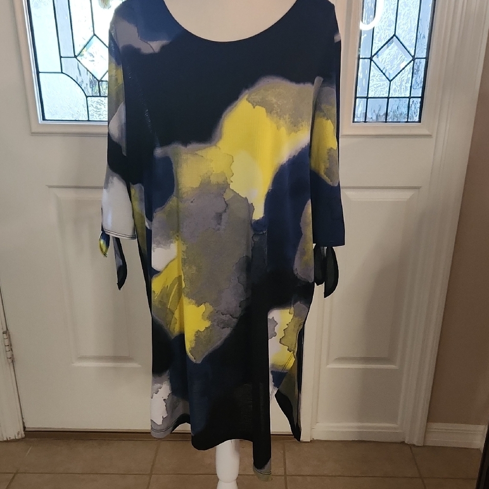 CLARA SUNWOO Boxy Yellow and Blue 3/4 Sleeve Tunic